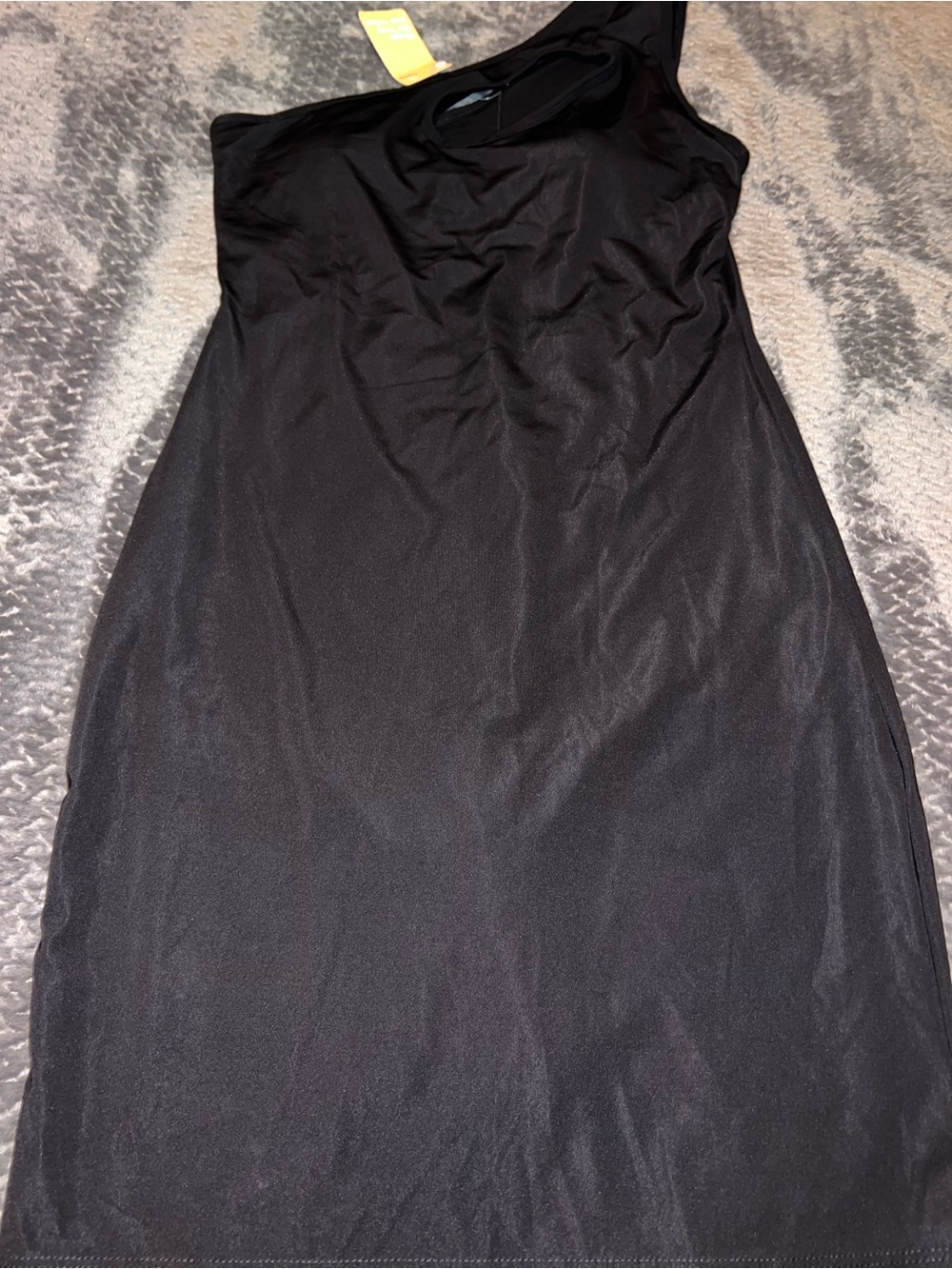 Popilush Bodycon Shapewear-Sleek One-Shoulder Black Mini Dress